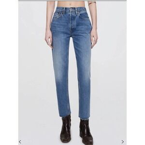 RE/DONE Originals High Rise Stove Pipe Jeans Ly Vain Blue Straight Leg 28